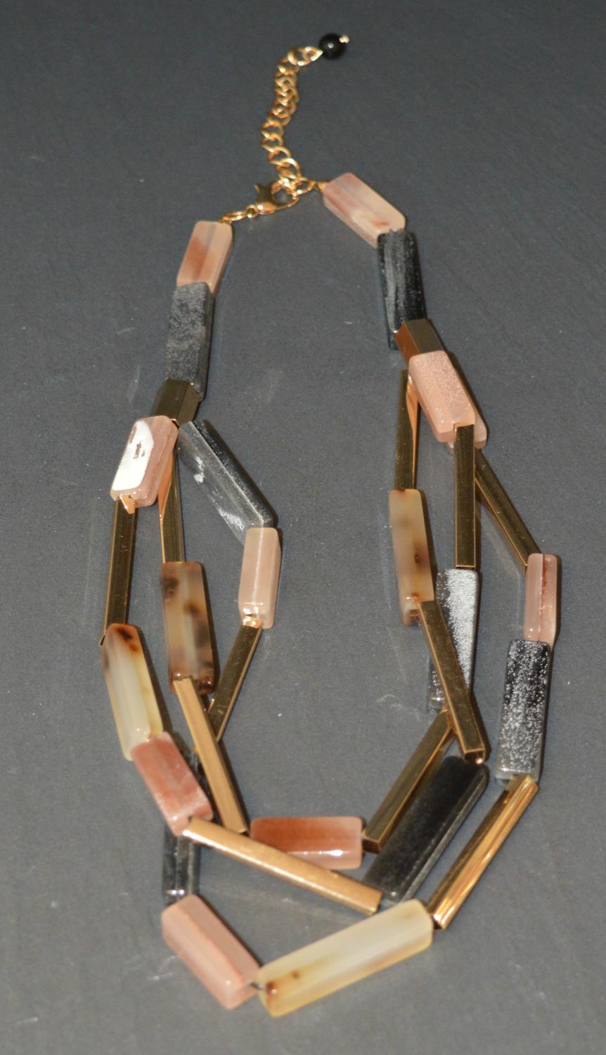 Acrylic and Metal Rectangular Tube Necklace