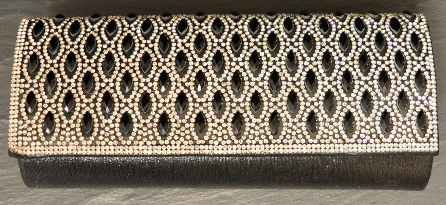 Diamante Encrusted Evening Bag with Tear Shaped Stone Detail