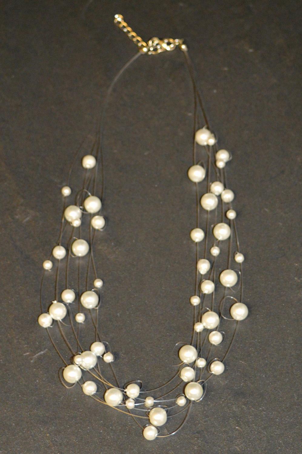 Multi Row Pearl Effect Necklace