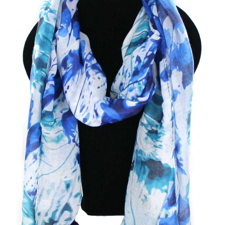 Abstract floral design recycled Polyester scarf.