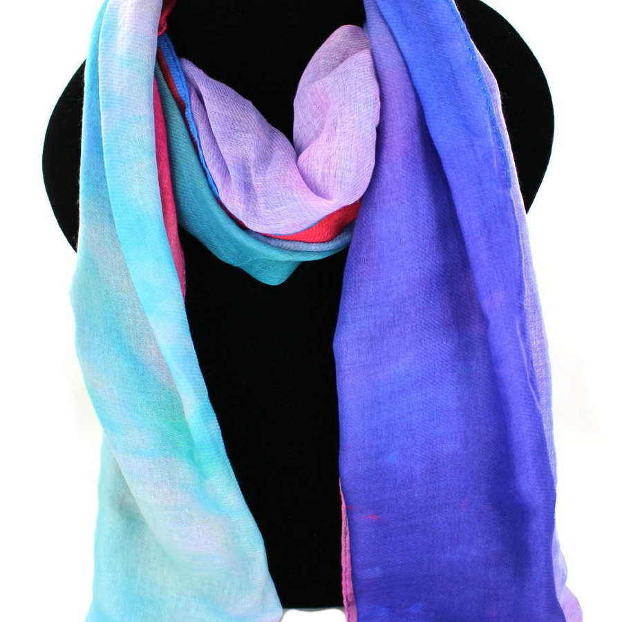 Pastel colour recycled Polyester scarf.