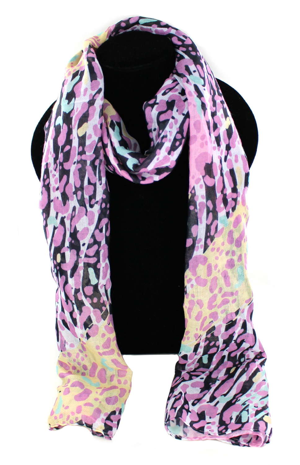 Colourful animal print recycled Polyester scarf.