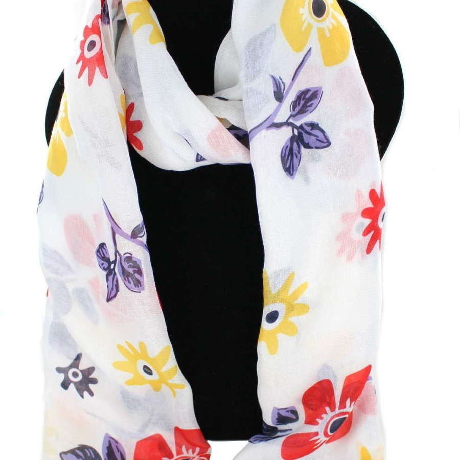 Simple flower print recycled Polyester scarf.