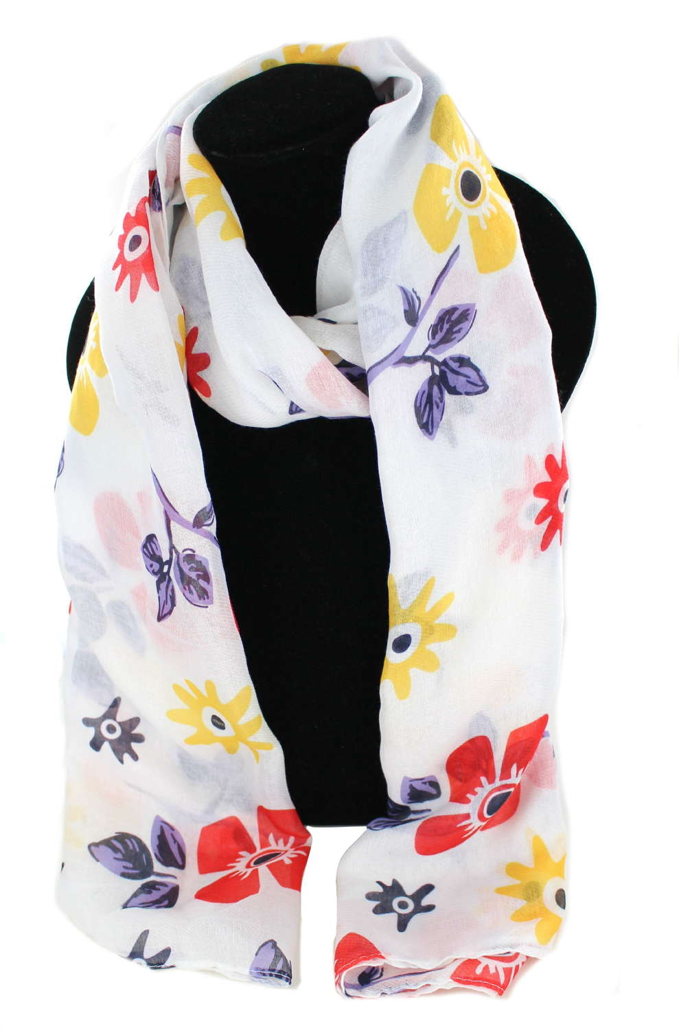 Simple flower print recycled Polyester scarf.