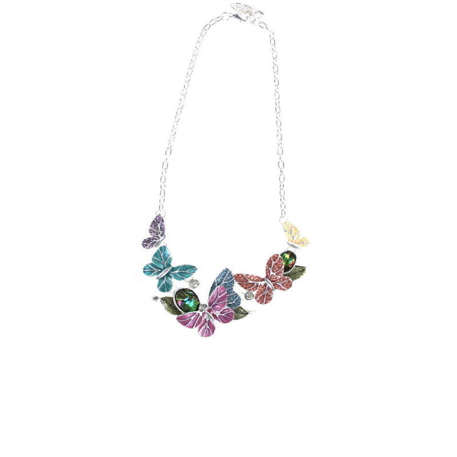 Colourful butterfly enamel necklace.