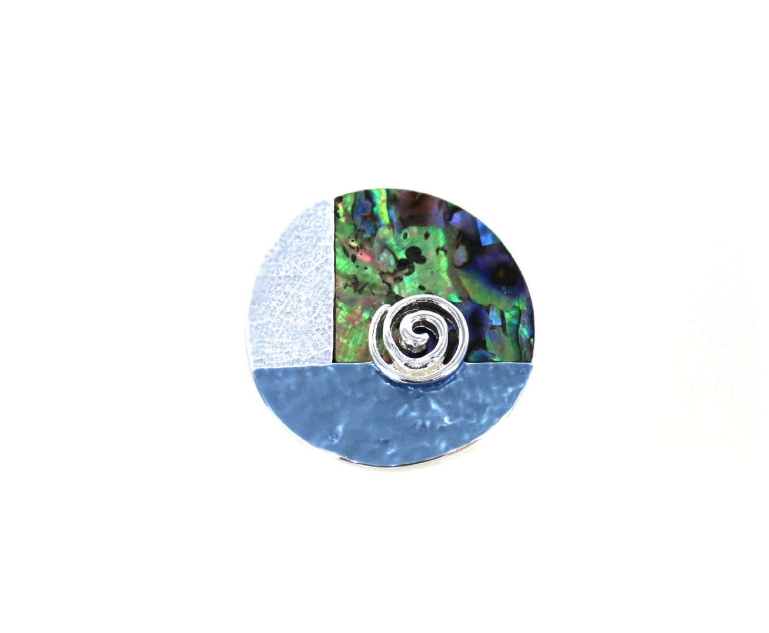 Abstract Abalone and enamel magnetic brooch.