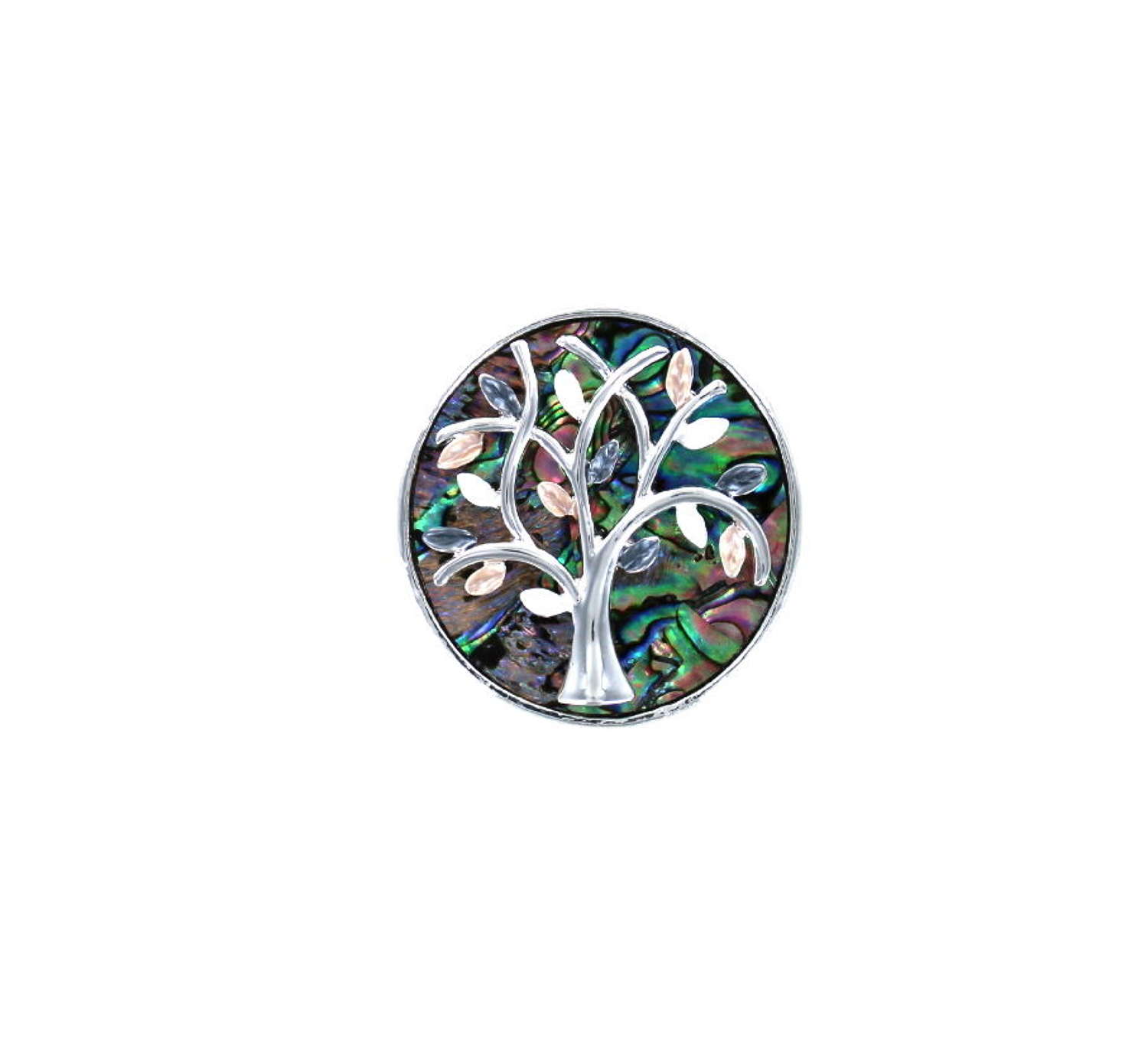 Abalone tree of life magnetic brooch.