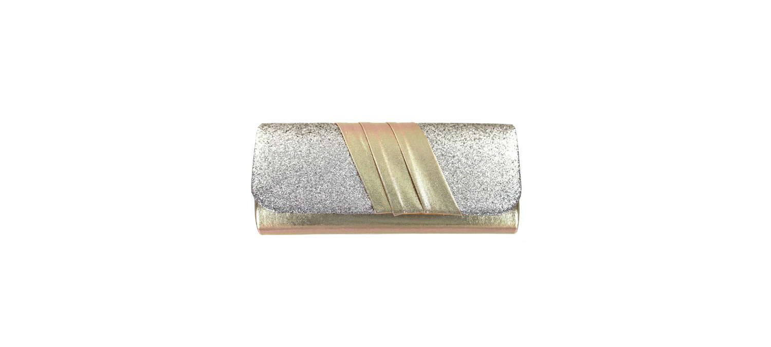 Gold tone and silver glitter detail evening bag.