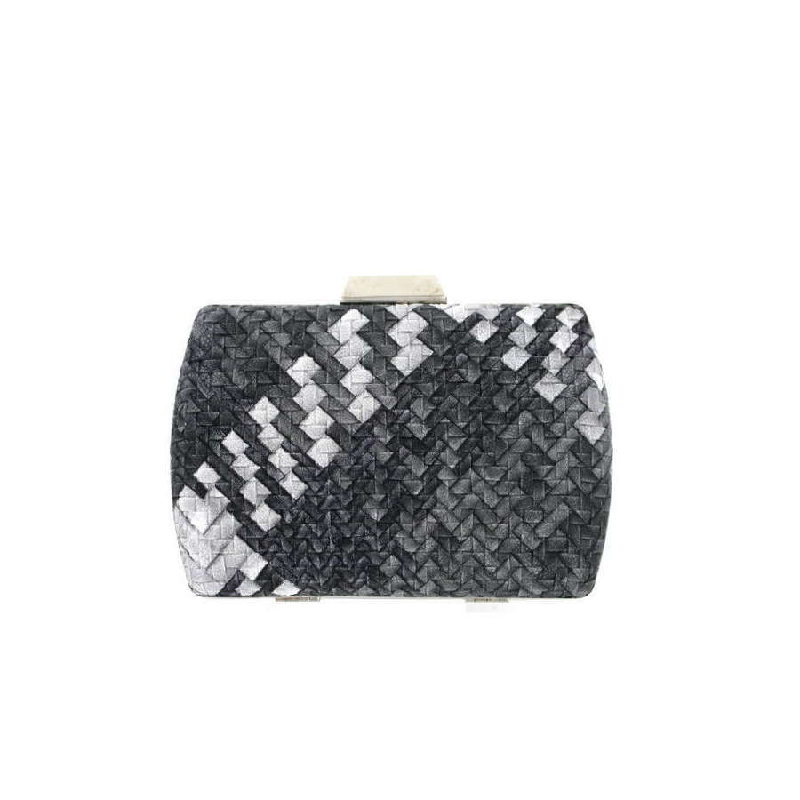 Woven effect hard cased evening bag.