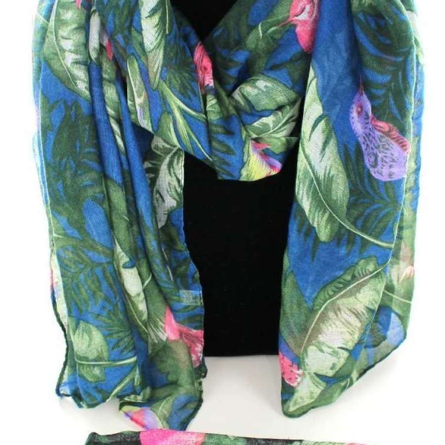 Peacock print scarf.