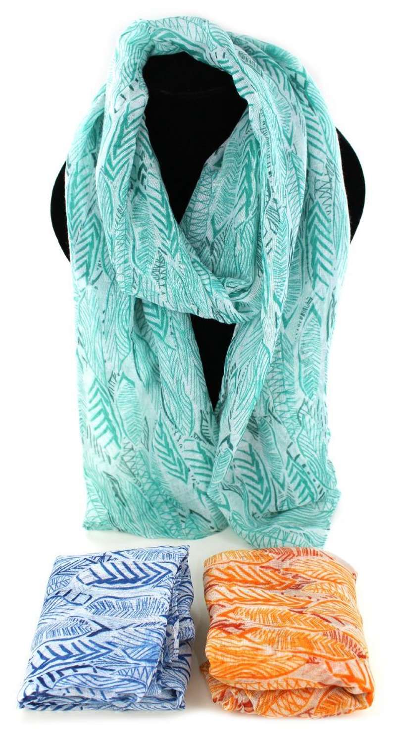 Tropical style leaf pattern scarf.