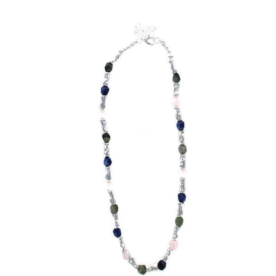 Natural stone beaded necklace. (Matching Bracelet BL4051.)