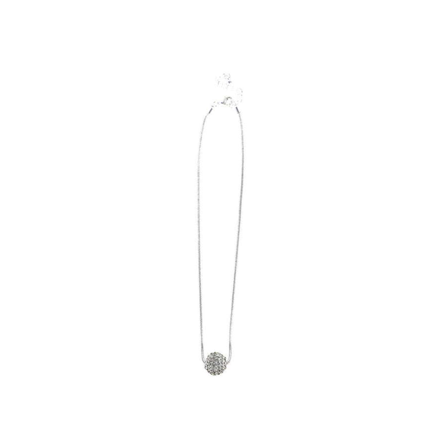 Silver tone spherical bead diamante encrusted necklace.