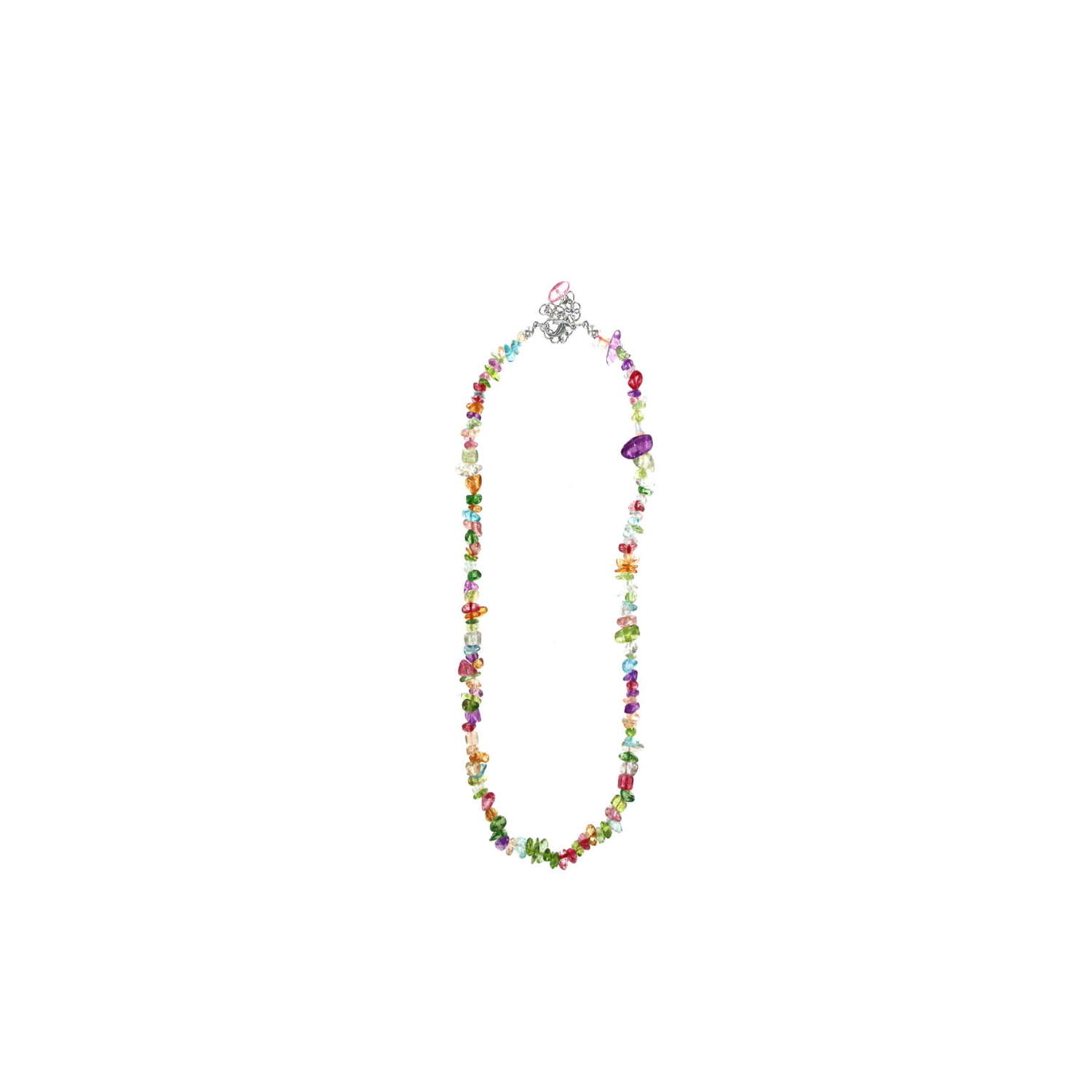 Multicoloured stone chip gemstone necklace.