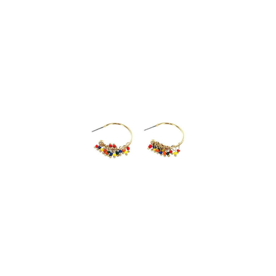 Multicoloured mini bead drop earring.