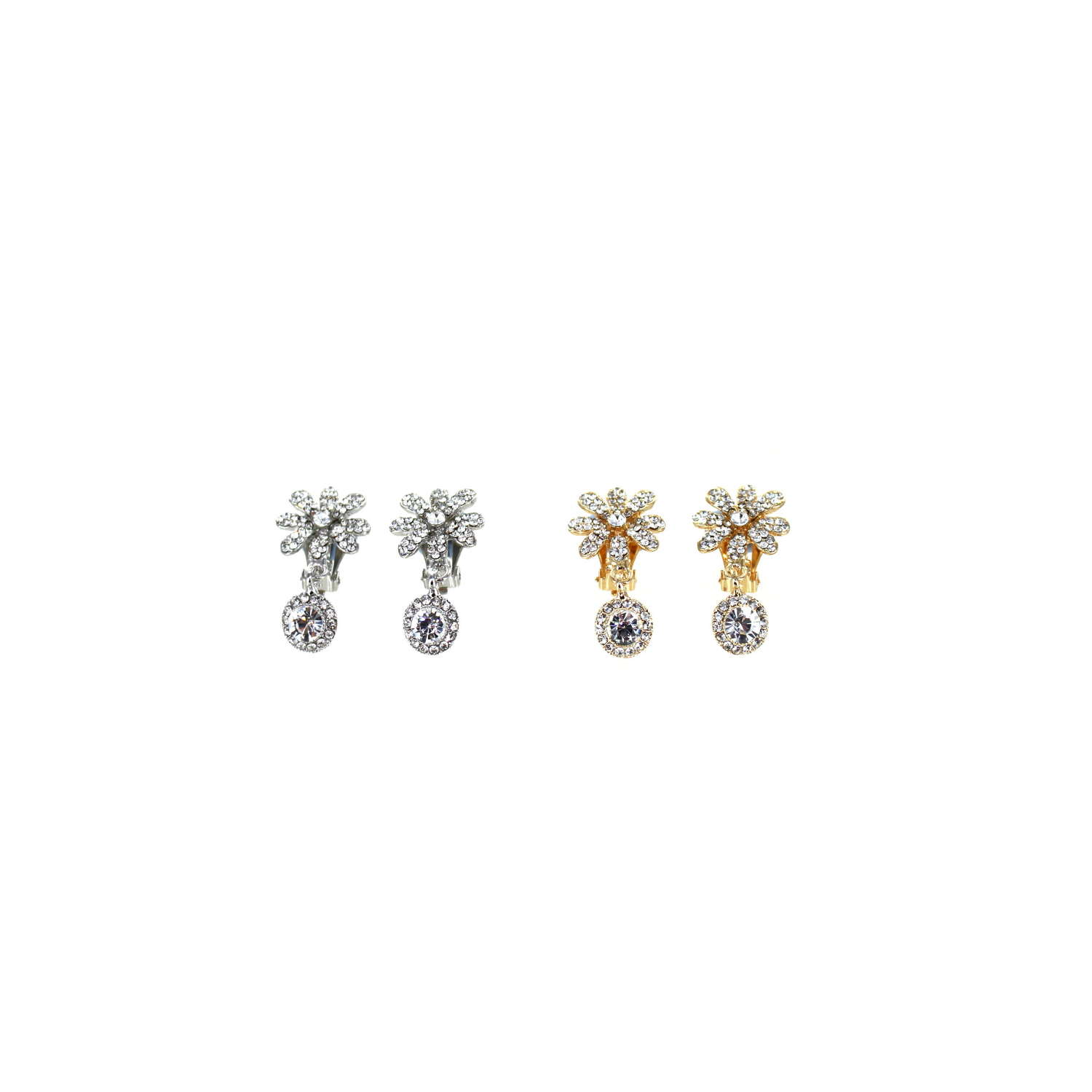 Diamante encrusted flower clip earring.